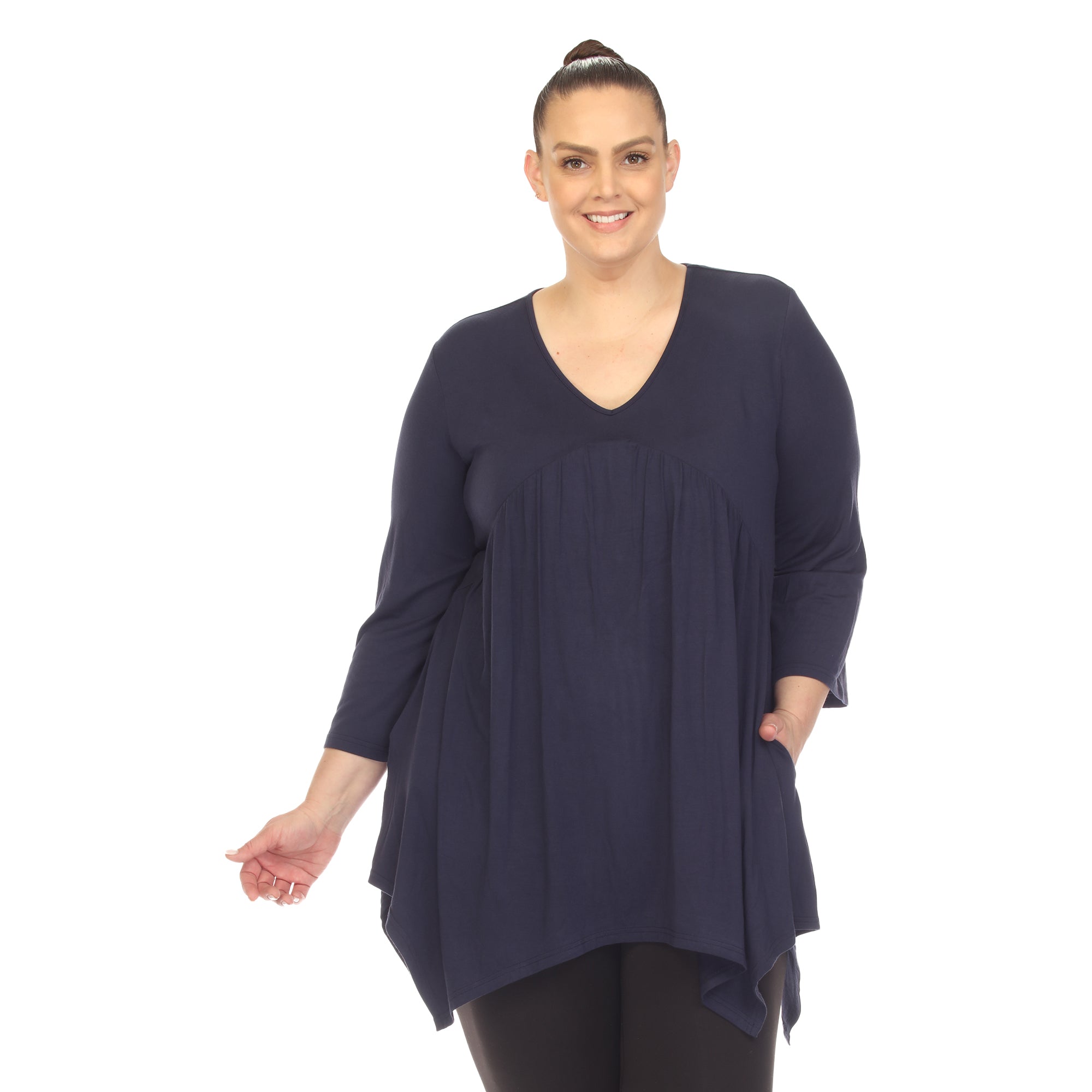 Empire Waist V-Neck Tunic Top - Plus - DressbarnShirts & Blouses
