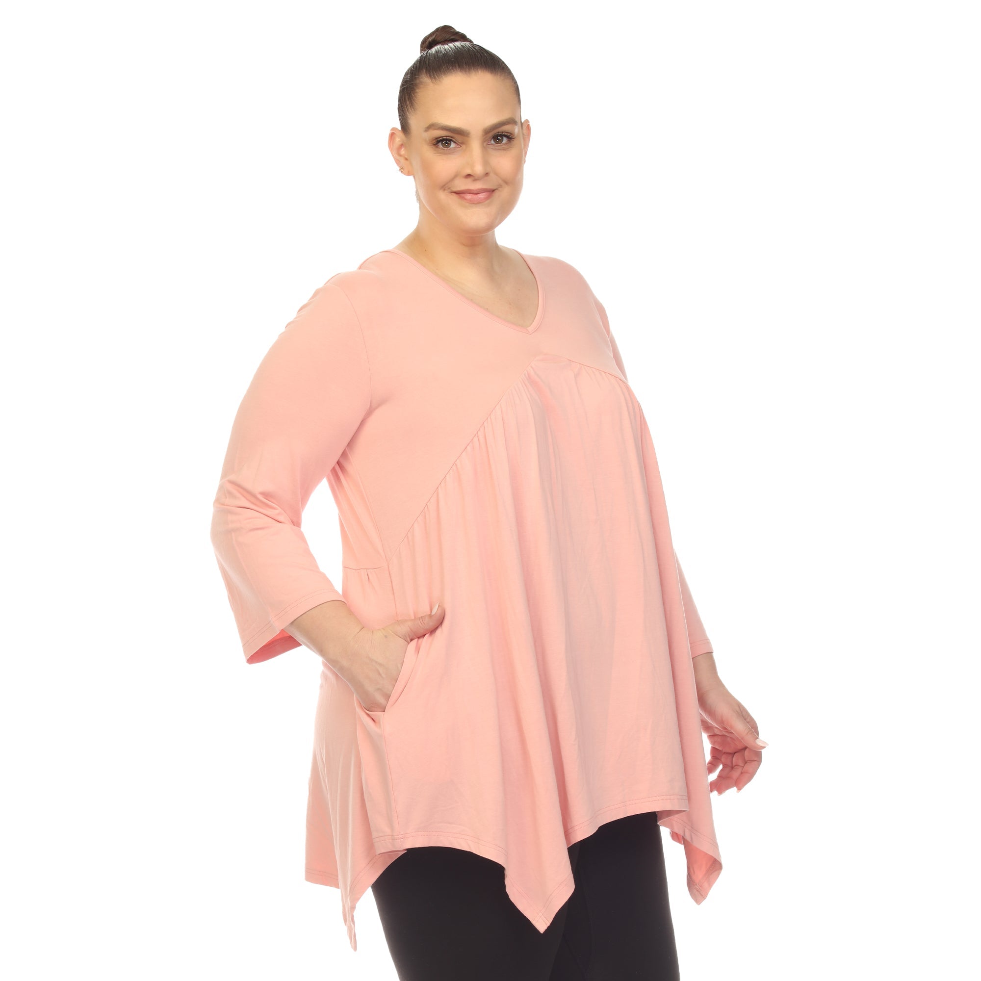 Empire Waist V-Neck Tunic Top - Plus - DressbarnShirts & Blouses