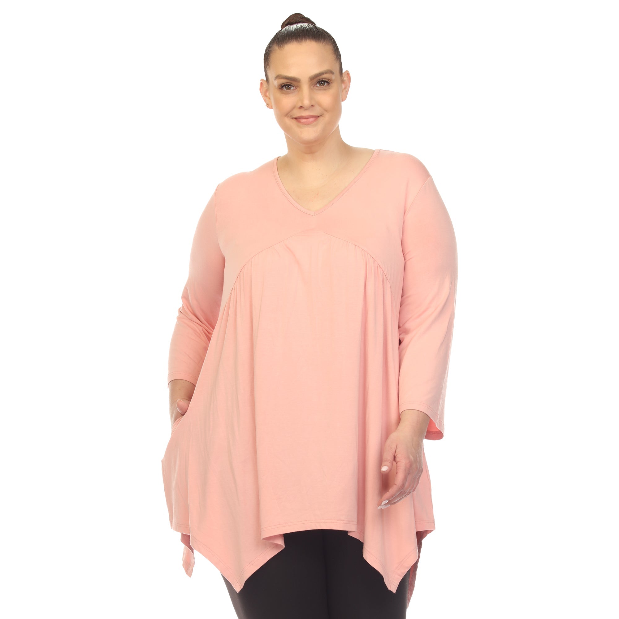 Empire Waist V-Neck Tunic Top - Plus - DressbarnShirts & Blouses