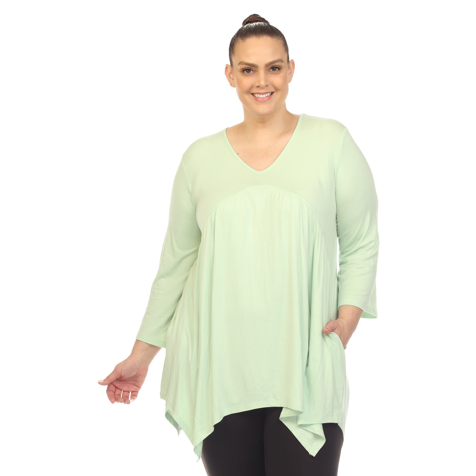 Empire Waist V-Neck Tunic Top - Plus - DressbarnShirts & Blouses