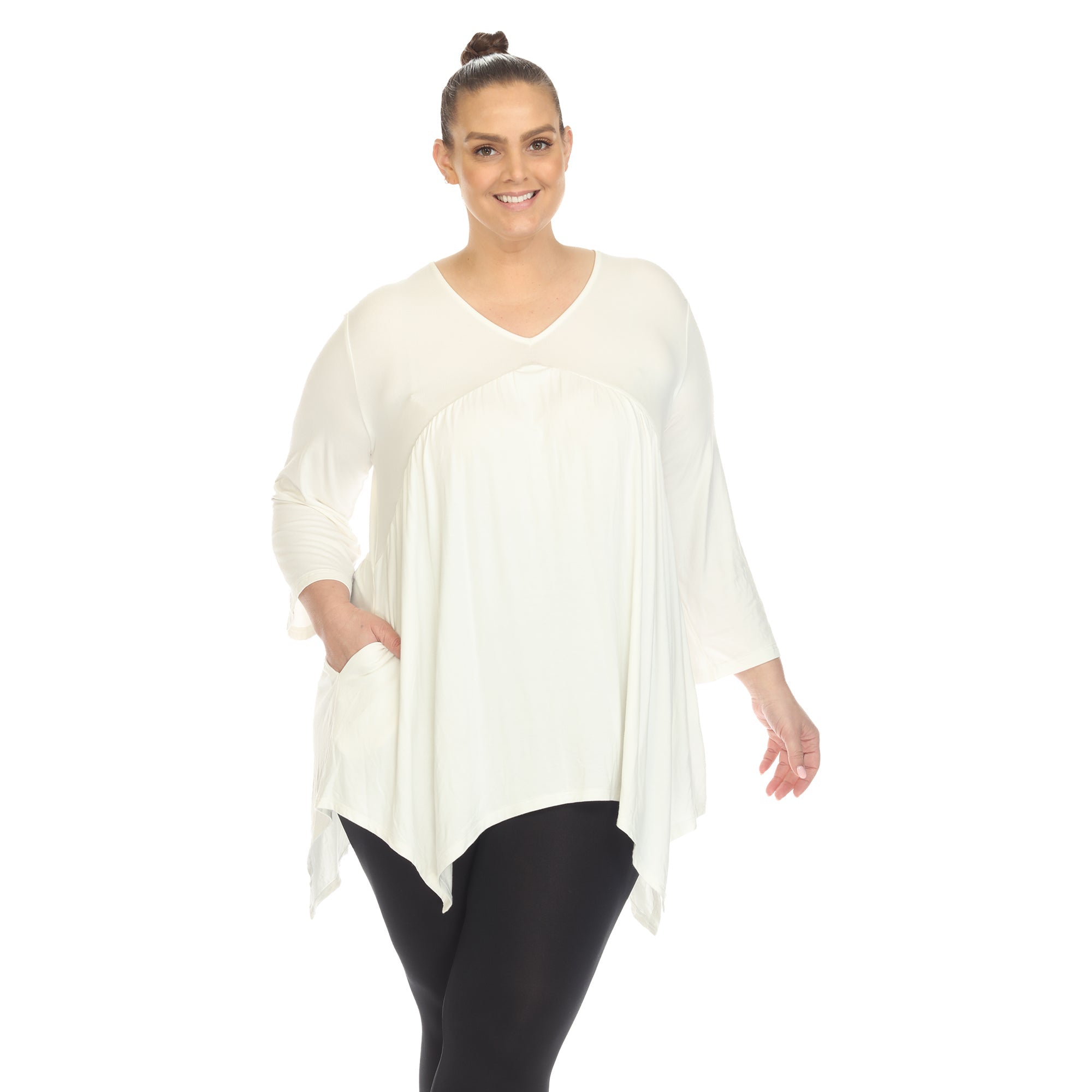 Empire Waist V-Neck Tunic Top - Plus - DressbarnShirts & Blouses