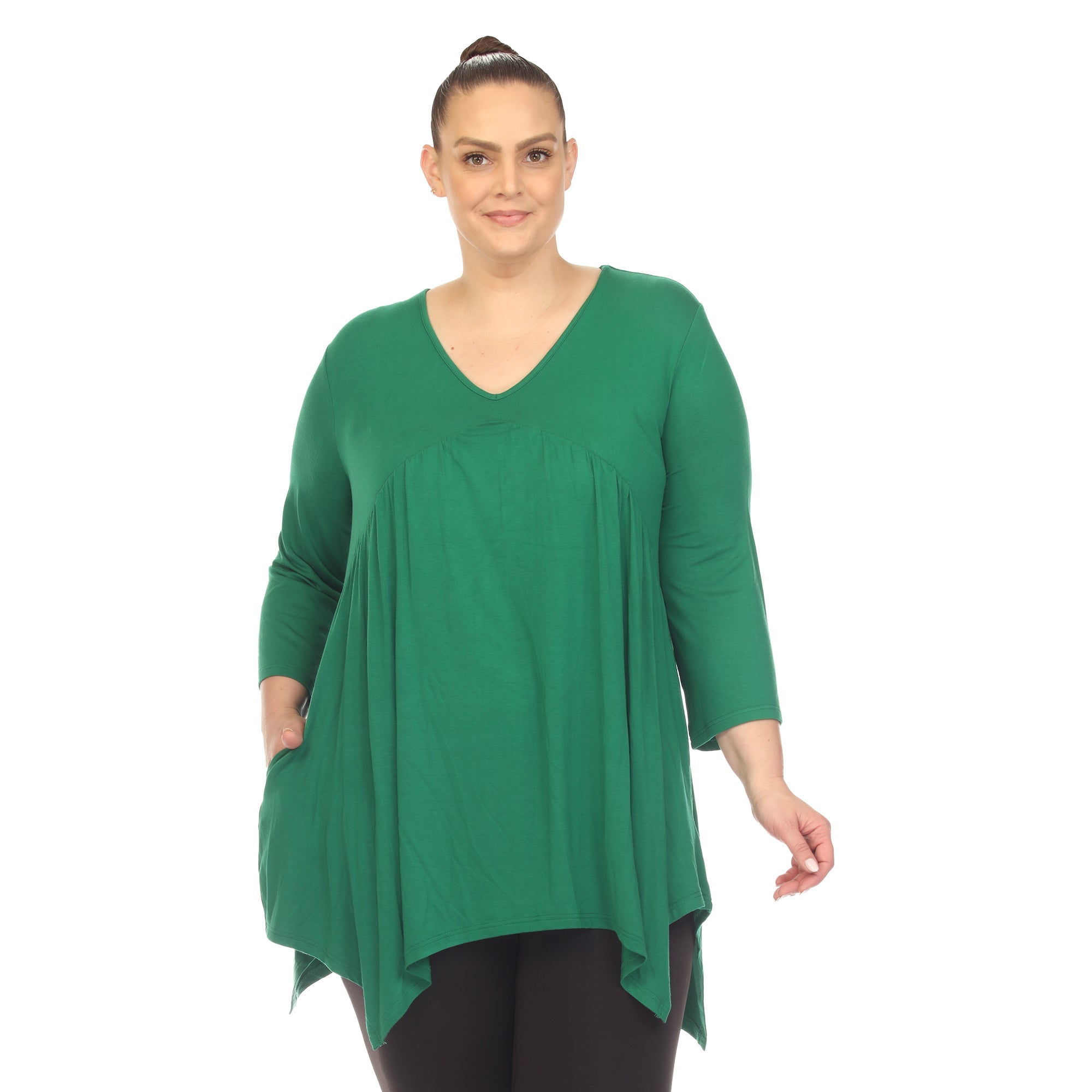 Empire Waist V-Neck Tunic Top - Plus - DressbarnShirts & Blouses