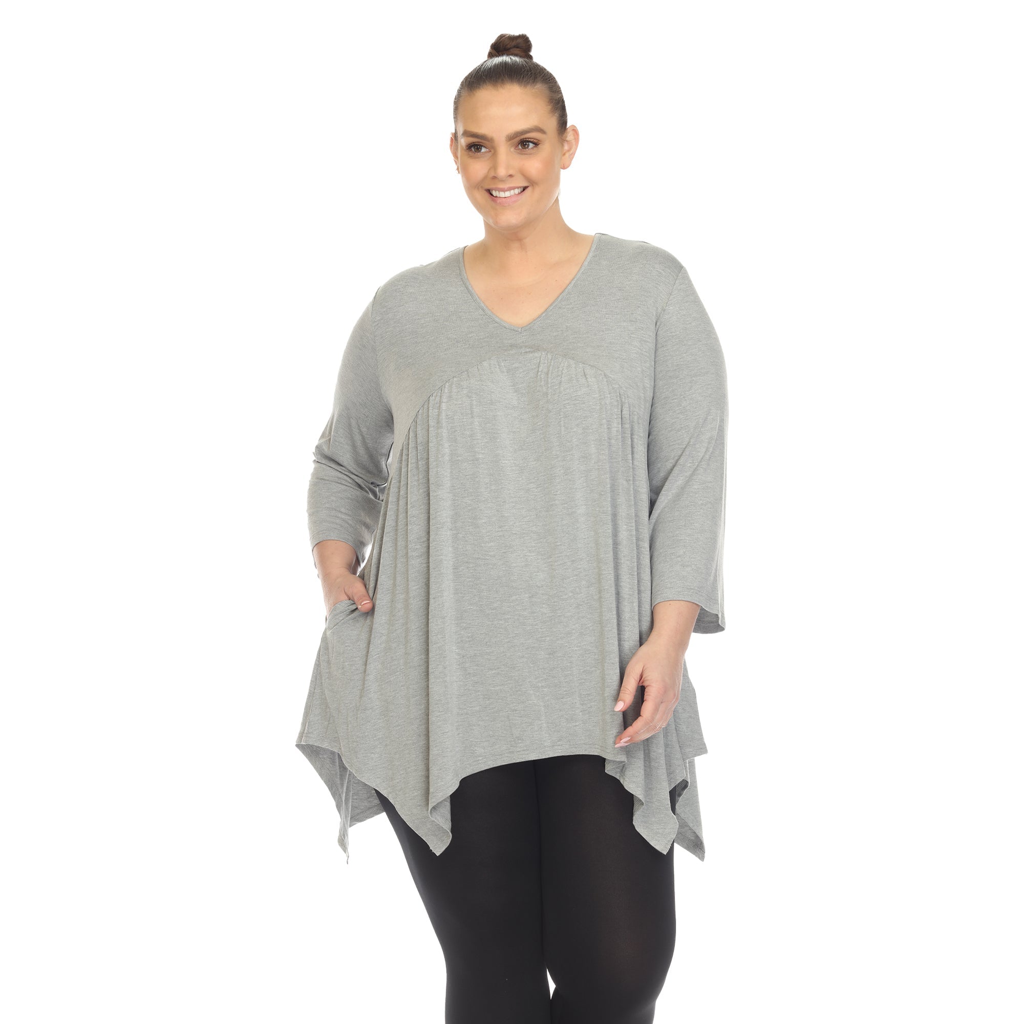 Empire Waist V-Neck Tunic Top - Plus - DressbarnShirts & Blouses
