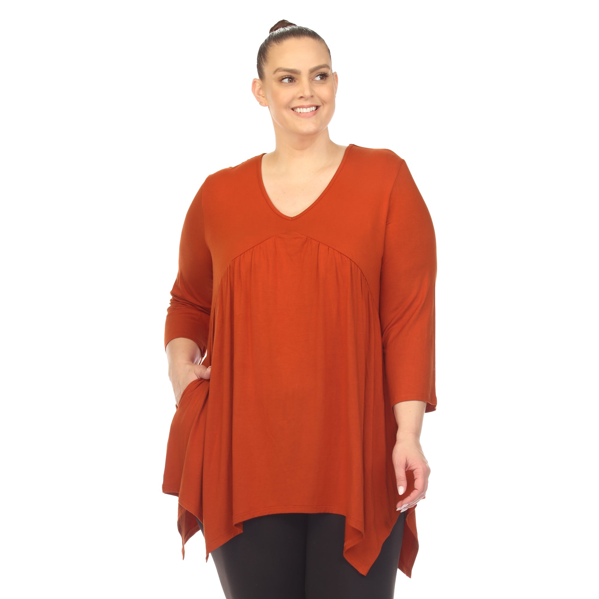 Empire Waist V-Neck Tunic Top - Plus - DressbarnShirts & Blouses