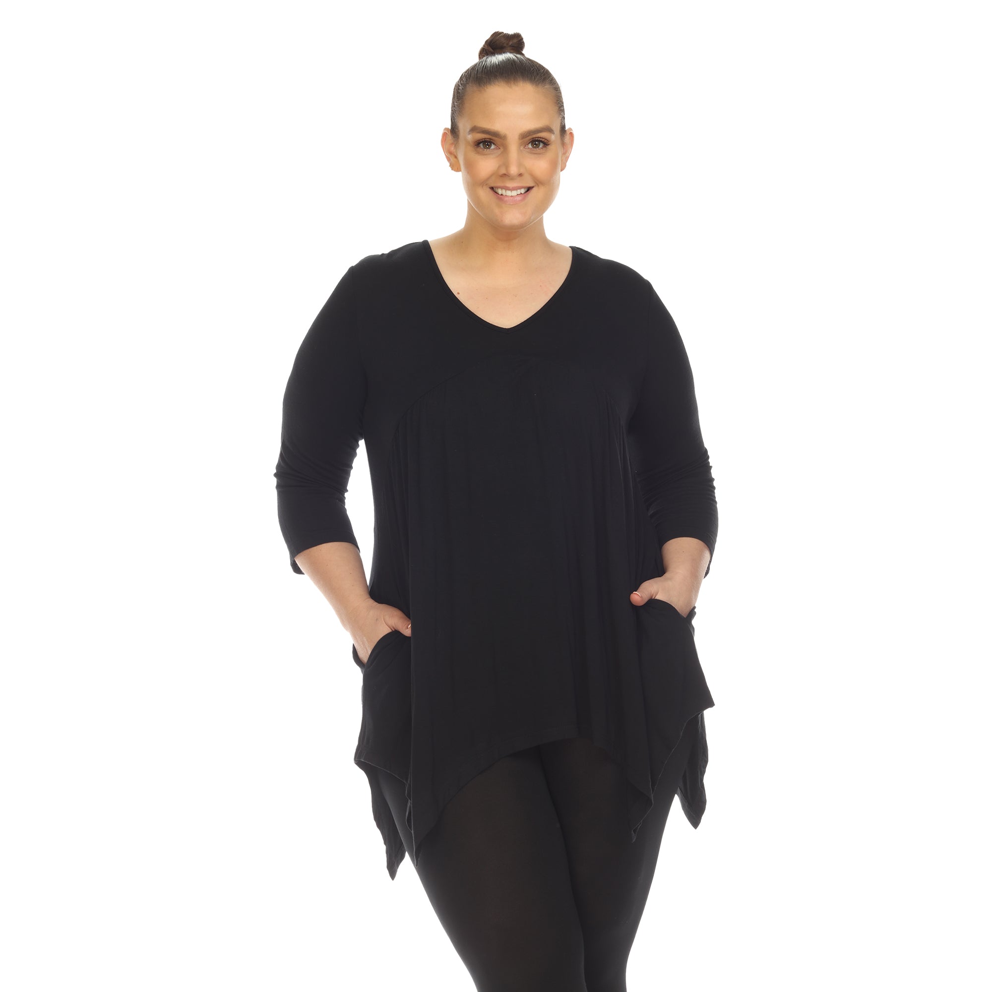 Empire Waist V-Neck Tunic Top - Plus - DressbarnShirts & Blouses