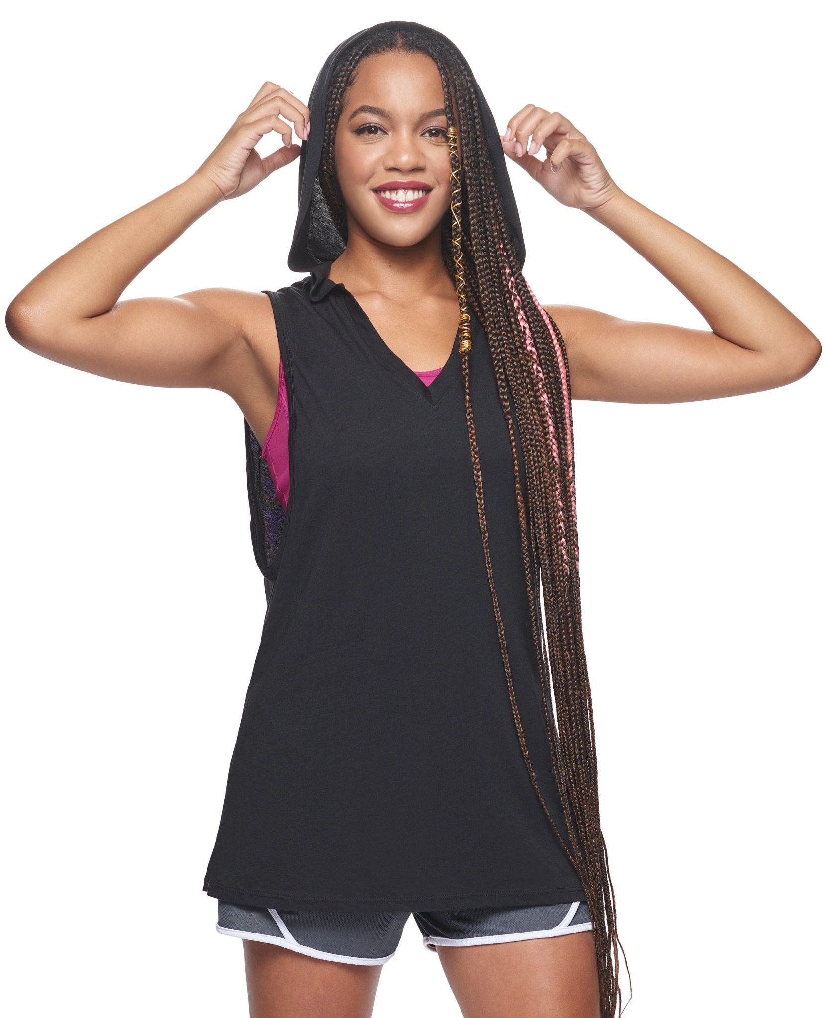 EXPERT BRAND MOCA PLANT BASED SLEEVELESS TUNIC HOODIE