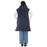 Plus Size Hooded Quilted Longline Puffer Vest