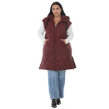 Plus Size Hooded Quilted Longline Puffer Vest