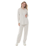 Women's Hooded Zip-Front Top and Straight-Leg Pants Set