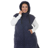 Plus Size Hooded Quilted Longline Puffer Vest