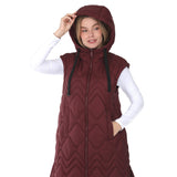 Women's Hooded Quilted Longline Puffer Vest