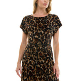 Short T-Sleeve Keyhole Button Back Lined Maxi Dress with Removable Belt