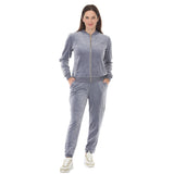 Women's Velour Zip-Front Jacket & Jogger Pants Set