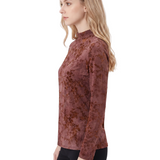 NY Collection Petite Long Sleeve Flocked Knit Jacquard Pullover Top