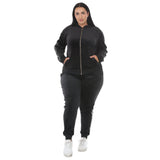 Plus Size Velour Zip-Front Jacket & Jogger Pants Set