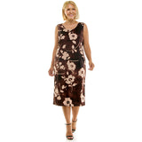 Sleeveless Scoop Neck Dress with 3/4 Bell Sleeve Tie Front Duster Shrug - Plus