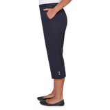 Alfred Dunner Solid Twill Button Hem Capri Pant
