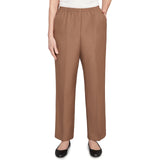Alfred Dunner Petite Classic Signature Fit Textured Trousers with All-around Elastic Waistband Short Length