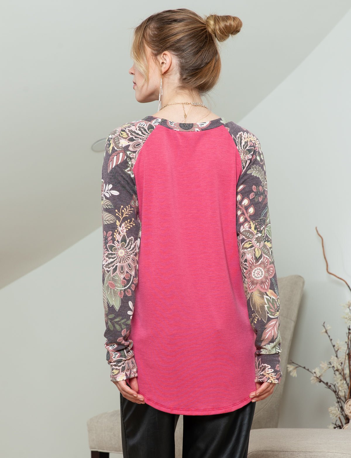 Fall Print Raglan Sleeve Top - DressbarnShirts & Blouses