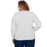 Alfred Dunner Cable Pullover Chenille Sweater - Ivory - Plus