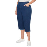 Alfred Dunner Super Stretch Denim Fringe Capri Pant - Plus