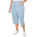 Alfred Dunner Super Stretch Denim Fringe Capri Pant - Plus