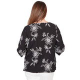 Alfred Dunner Tossed Floral Embroidered Top- Petite