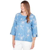 Alfred Dunner Tossed Floral Embroidered Top- Petite