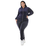 Plus Size Velour Zip-Front Jacket & Jogger Pants Set