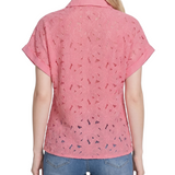 NY Collection Short Sleeve Eyelet Blouse
