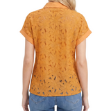 NY Collection Short Sleeve Eyelet Blouse