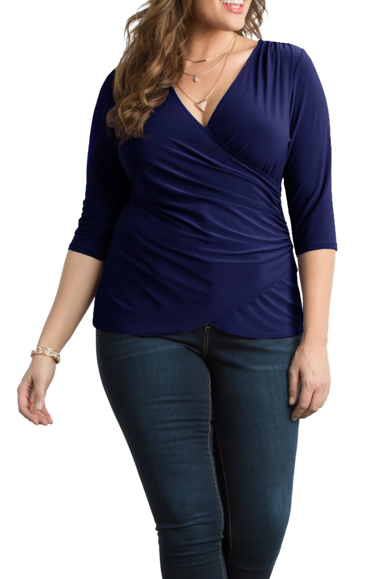 Femme Fatale Faux Wrap Top - Plus - DressbarnShirts & Blouses