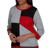 Alfred Dunner Heathered Colorblock Knit Top - Grey - Petite