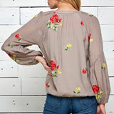 Figueroa & Flower 3/4 Sleeve Embroidered Peasant Blouse - DressbarnShirts & Blouses