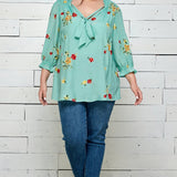 Figueroa & Flower 3/4 Sleeve Embroidered Top - Plus - DressbarnShirts & Blouses