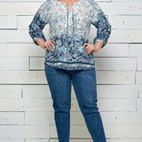 Figueroa & Flower 3/4 Sleeve Print Tunic - Plus - DressbarnShirts & Blouses