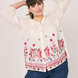 Figueroa & Flower 3/4 Sleeves Embroidered Hem Blouse - Plus - DressbarnShirts & Blouses