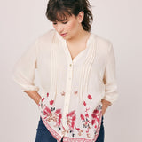 Figueroa & Flower 3/4 Sleeves Embroidered Hem Blouse - Plus - DressbarnShirts & Blouses