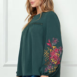 Figueroa & Flower Embroidered Bubble Sleeve Top - DressbarnShirts & Blouses