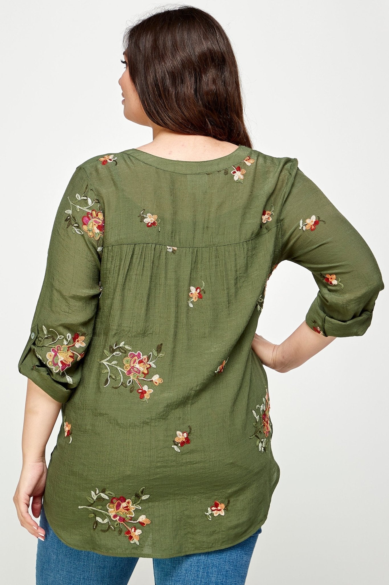 Figueroa & Flower Embroidered Floral Blouse - Plus - DressbarnShirts & Blouses