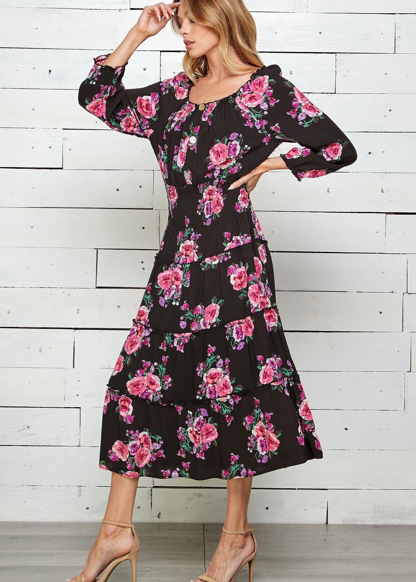 Figueroa & Flower Floral Print Maxi Dress - DressbarnDresses
