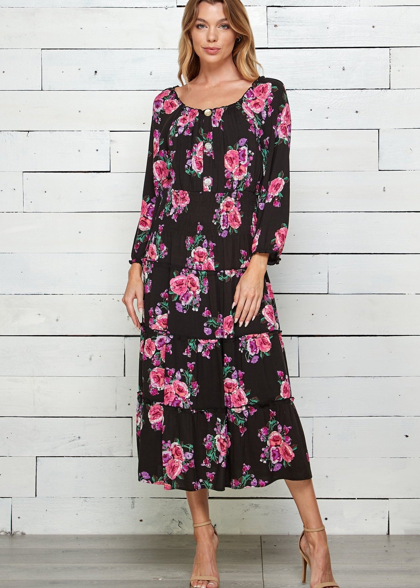 Figueroa & Flower Floral Print Maxi Dress - DressbarnDresses