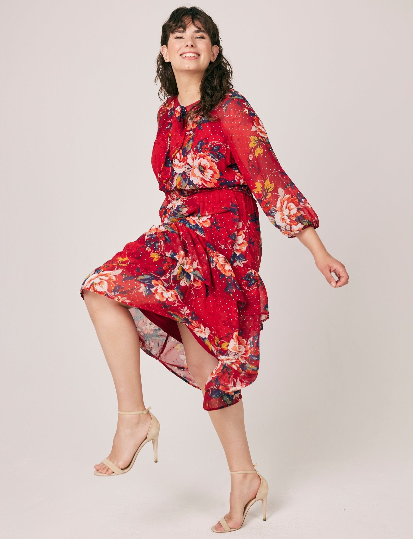 Figueroa & Flower Floral Print Midi Dress - Plus - DressbarnDresses
