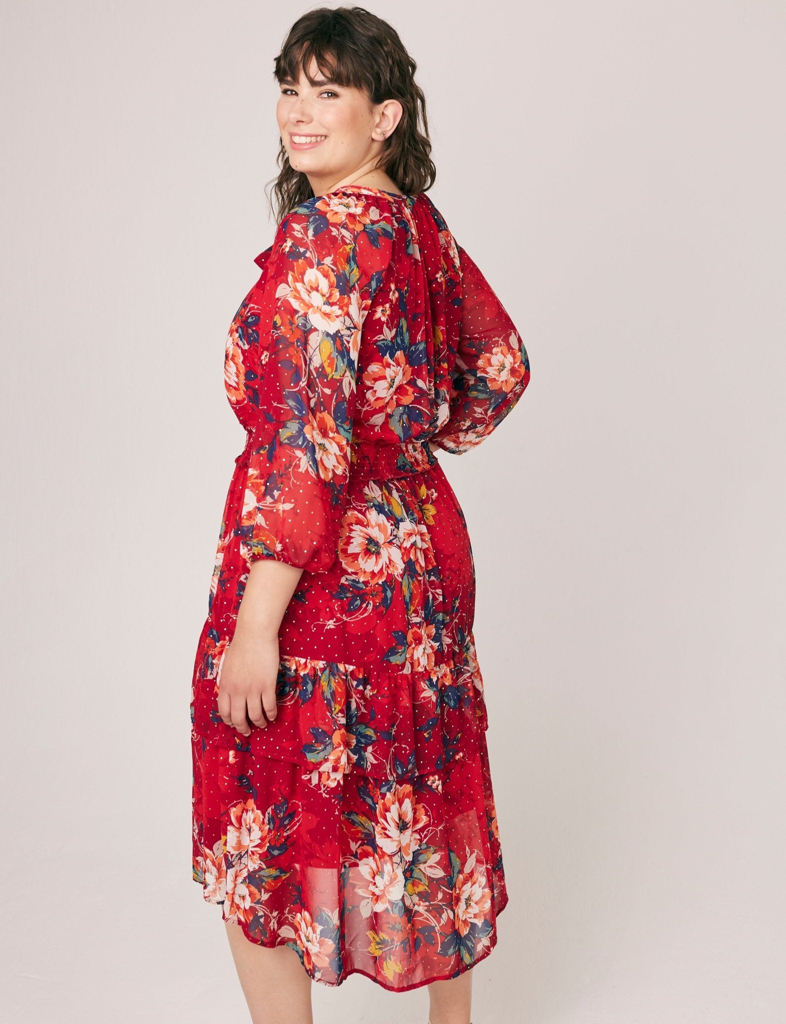 Figueroa & Flower Floral Print Midi Dress - Plus - DressbarnDresses