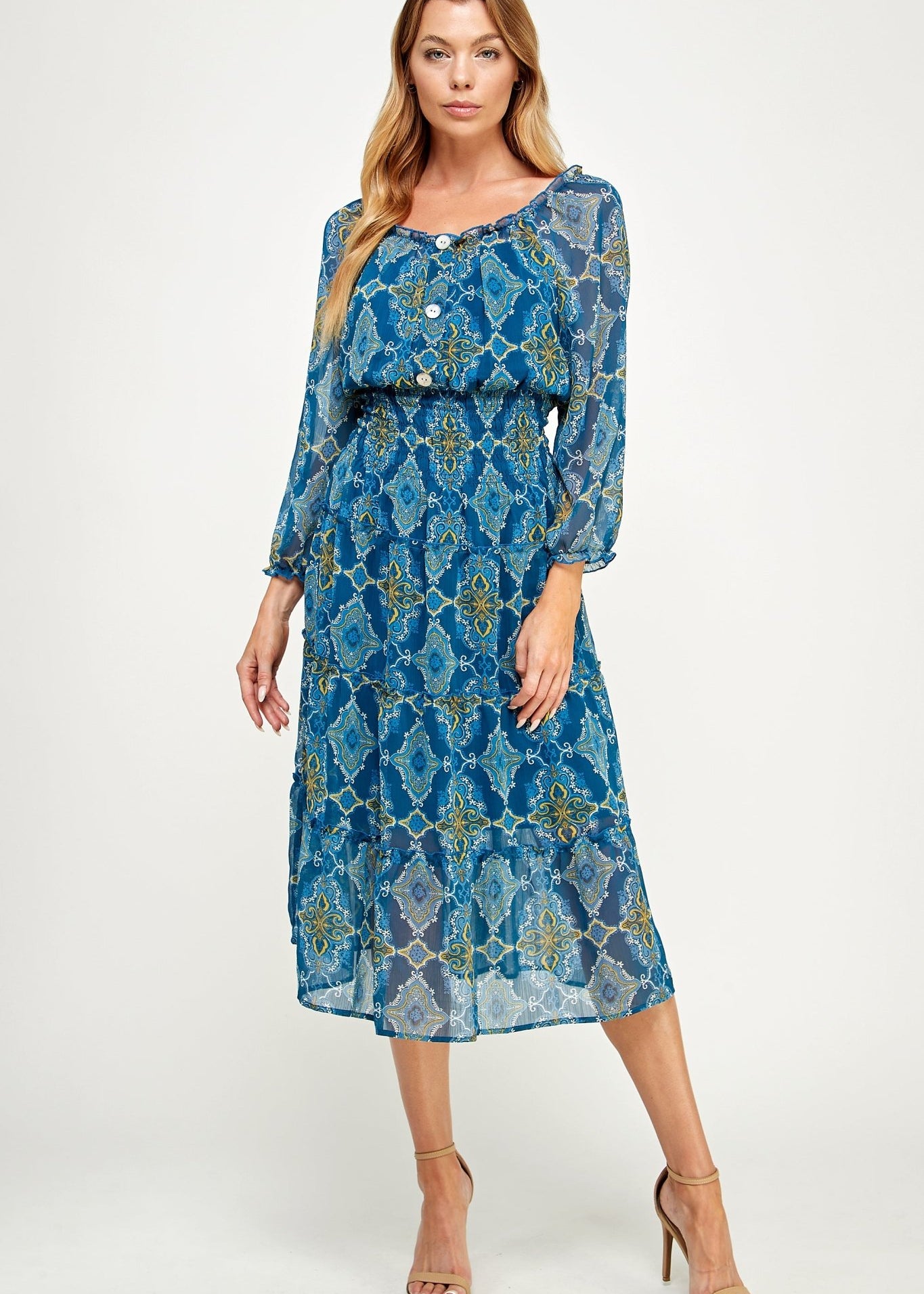 Figueroa & Flower Foulard Print Maxi Dress - DressbarnDresses