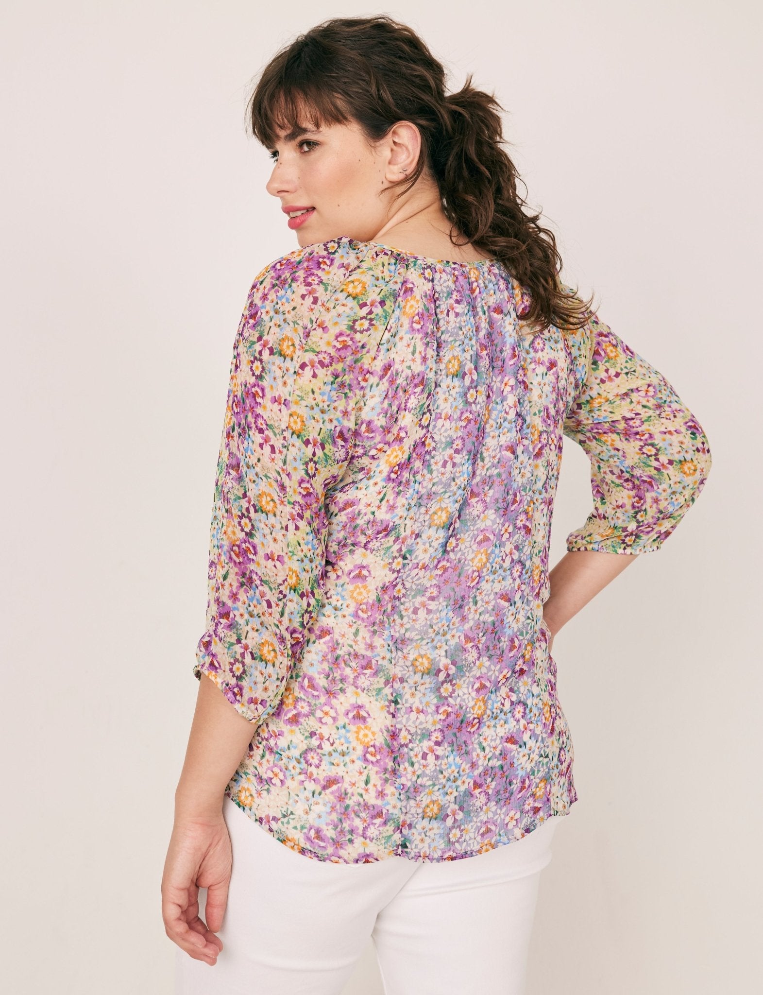 Figueroa & Flower Mixed Floral Peasant - Plus - DressbarnShirts & Blouses