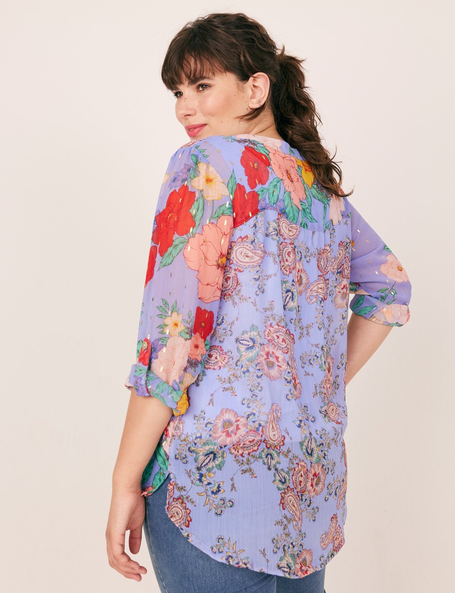 Figueroa & Flower Mixed Print Blouse - plus - DressbarnShirts & Blouses