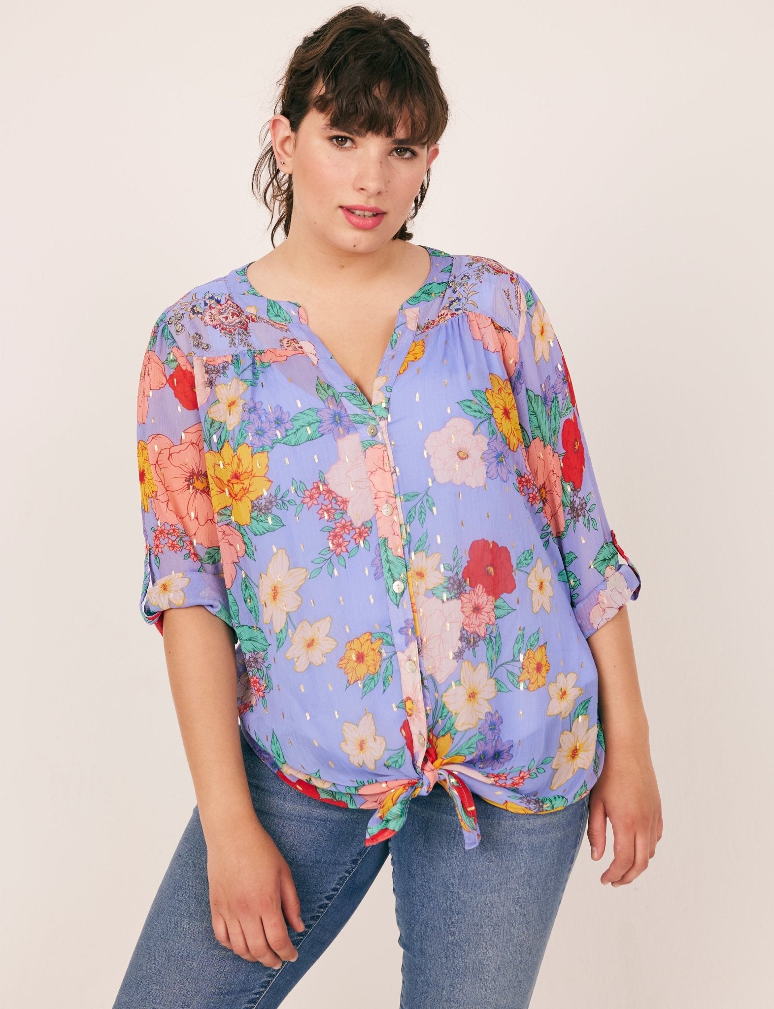 Figueroa & Flower Mixed Print Blouse - plus - DressbarnShirts & Blouses