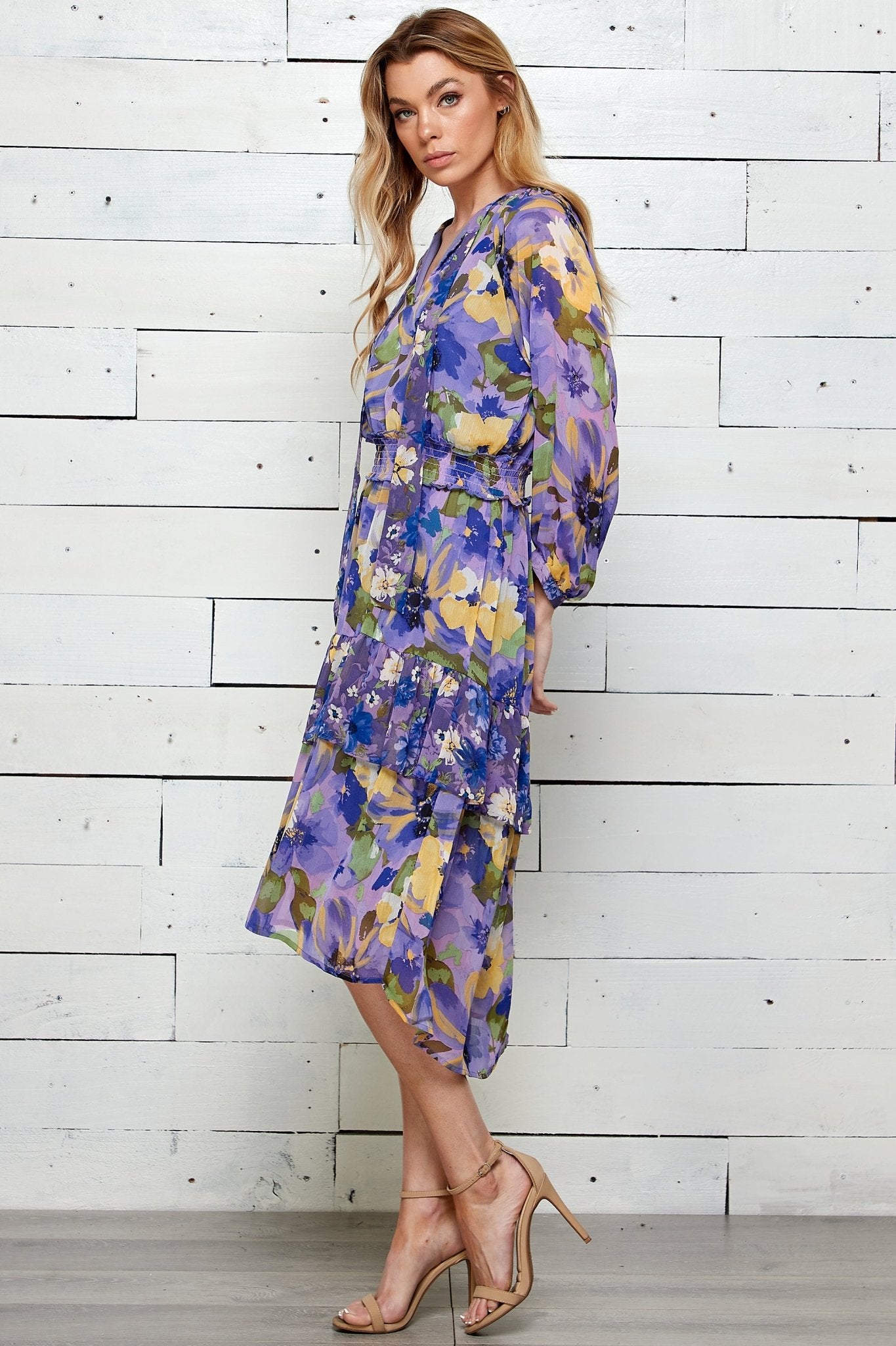 Figueroa & Flower Ruffle Accent Print Dress - DressbarnDresses