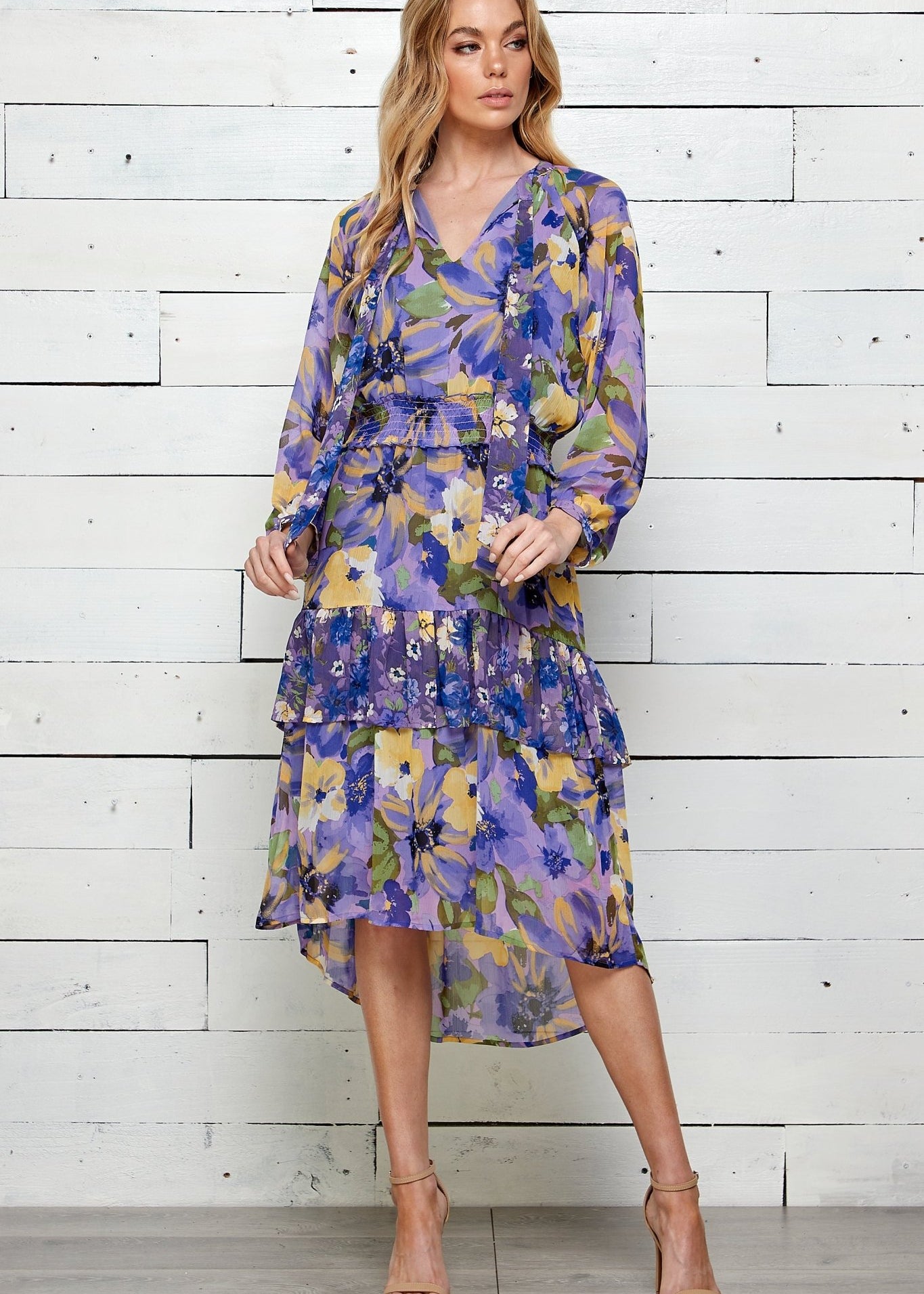 Figueroa & Flower Ruffle Accent Print Dress - DressbarnDresses